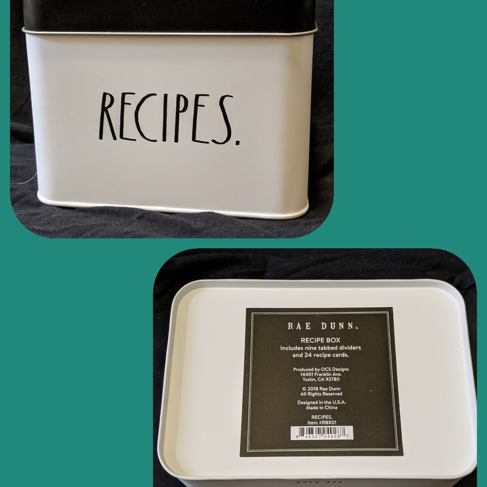 Rae Dunn Recipes Box with cards New